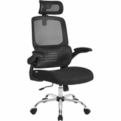 Ergonomski pisarniški stol z ledveno oporo in naslonom za glavo, črna | SONGMICS