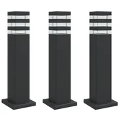 Vidaxl Zunanja talna svetilka 3 kosi črna 50 cm aluminij