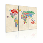 Slika - Italian names of countries in vivid colors - triptych 120x80