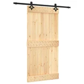 Vidaxl Drsna vrata Naravna in črna 100 x 210 cm Masiven borov les