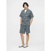 Jack & Jones Komplet srajca in kratke hlače iz blaga Milo Seersucker Resort 12297829 Mornarsko modra Loose Fit