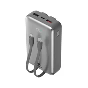 RivaCase Prenosna baterija VA2612 (Powerbank) 20.000 mAh 30W, z LCD ekranom in 3x podatkovni kabli (Type-C, Lightning) za vse telefone in tablice