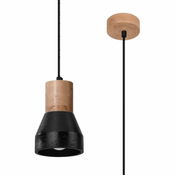 Sollux SL.0963 - Viseći luster na kablu QUBIC 1xE27/60W/230V beton/drvo crna