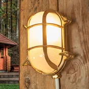 Moretti Luce Ovalna zunanja stenska svetilka Bengt medenina, opalno steklo - Pomorski - medenina, beli opal - Kovina