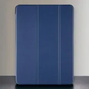 Infostyle Preklopna torbica Tri Fold Pouzdro pro za tablični računalnik Apple iPad 10.2 2019/2020/2021 Temno modra/Umetno usnje + TPU silikon