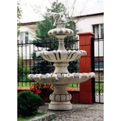 Casa Padrino baroque fountain with 2 decorative doves gray/black A� 129 x H. 175 cm - Magnificent baroque garden fountain - Round garden decoration stone fountain - Baroque garden decoration
