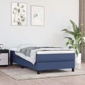Greatstore Box spring postelja z vzmetnico modra 100x200 cm blago