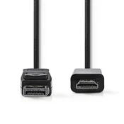 Nedis Displayport kabel | DisplayPort moški | Priključek HDMI | 4K@30Hz | Ponikljano | 2,00 m | Okrogla | PVC | Črna | Škatla