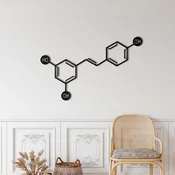 WallXpert metalni zidni ukras 5439, strukturna formula molekula resveratrola, 60 x 38 cm, crni