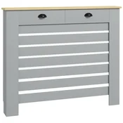 HOMCOM Moderni pokrov za radiator z letvami, moderni rešetkasti pokrov za radiator z protiprevrnitvijo in 2 predaloma iz MDF, za dom in pisarno, 111x19x95.5 cm, siva
