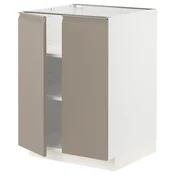 METOD Podni element s policama/2 vrata, bela/Upplöv tamnobež, mat, 60x60 cm