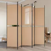 5-Panelni Pregradivac Bež 250 x 200 cm Tkanina