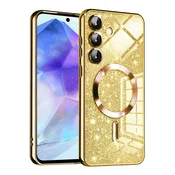 TPU gel ovitek Techsuit Luxury Glitter MagSafe za Samsung Galaxy A55 - gold