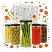 shumee 10x DOLGI kozarec 500 ml visok za ZAČIMBE, MED IN KONZERVE + POKROV 0,5 l