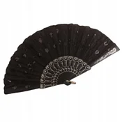 Korbi Španski črni flamenco ventilator – zložljiv, za plesalke, karneval in Halloween