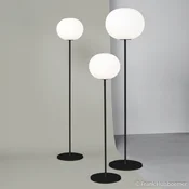 FLOS Glo-Ball F1 stoječa svetilka, črna - Dnevna soba/jedilnica - Dizajn - črna, bela - Steklo