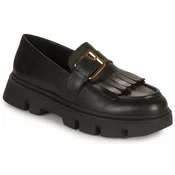 Black Womens Leather Moccasins on the Geox Vilde Platform - Women