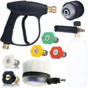 Rosfix ROSFIX SET DODATNA OPREMA ZA VISOKOTLAČNI ČISTILNIK – PIŠTOLA 300 BAR, PENILNIK 1L, 5 ŠOB, KRTAČA, ADAPTER | M22, QC 1/4, (5000036496)