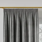 shumee Velvi gotova zavesa z nabiralnim trakom, žamet, siva, gladka, 140x160 cm