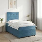 Boxspring krevet s madracem Plava 120 x 200 cm Baršun - Plava 120 x 200 cm Prošiveno gumbima