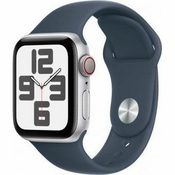 Apple Watch SE GPS + Cellular, srebrno aluminijsko kucište od 40 mm sa sportskim remencicem Storm Blue - S/M