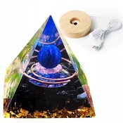 shumee Piramidasti ORGONIT + LED PODSTAVEK ZA SVETILKO 5cm KRISTALNI KAMNI AMULET 5cm HX07