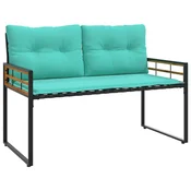 Vidaxl Lesena ležajna klop z blazino Turkizna 114 x 55 x 77 cm