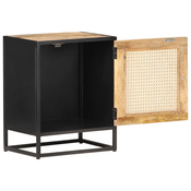MAISON CHIC Nočna omarica - Nočna miza 40x30x50 cm robusten mangov les in naravni trst, (21690639)