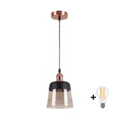Brilagi - LED lestenec R GLASS 1xE27/60W/230V pr. 15,5 cm bakrena/dimno bež/črna