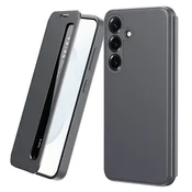 GS Usnjen ovitek za Samsung Galaxy S26 Smart View z oknom, siv