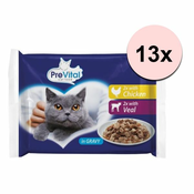 PreVital Cat vrečke piščanec/teletina v omaki 52 x 100 g