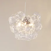 Lucande viseča svetilka Diborah, prozorna, O 43 cm, steklo, G9 - Dnevna soba/jedilnica - Dizajn - prozoren, krom