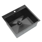 slomart Kuhinjsko pomivalno korito S5550 BLACK, črno inox, 55 x 50 cm, 1 korito, nadpultna ali podvgradna montaža