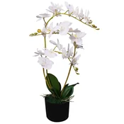 Vidaxl Umetna rastlina orhideja v loncu 65 cm bela