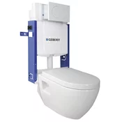 Stenski WC Nera s skritim splakovalnikom in gumbom Geberit, bel - Bela - 35,5x50 cm - Aqualine - 24 - Keramika - Classic - 355 - 500 - 14