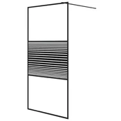 Vidaxl Pregrada za tuš črna 100x195 cm prozorno ESG steklo