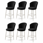 HANAH HOME Set 6 barskih stolica Fora Black Chrome