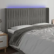 Vidaxl vidaXL Vzglavje postelje z LED svetlo sivo 183x16x118/128 cm žamet