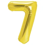 Folijski balon številka 7, zlata barva, 100 cm