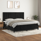 Greatstore Box spring postelja z vzmetnico črna 200x200 cm žamet