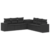 Set sofe 7 pcs Crna Poli Rattan i celik