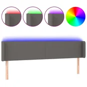 Vidaxl LED posteljno vzglavje sivo 183x16x78/88 cm umetno usnje
