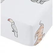Bela napenjalna enojna bombažna otroška rjuha 90x190 cm Zoo Animals – Bianca