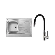 ALVEUS SETA24019 - Kuhinjski umivalnik CLASSIC + baterija MINTAS 34 cm čelik/črna