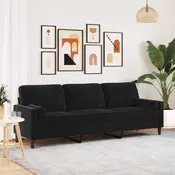 Vidaxl vidaXL Trosed z blazinami, črne barve, 210 cm, žamet