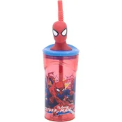 Plastični lonček Stor Spider-Man 3D s slamico - 360 ml (83566)