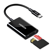 Ugreen Ugreen CM265 2-v-1 USB-C čitalnik kartic (črn)