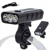 Verkgroup Alu. LED CREE XM-L T6x3 kolesarska luč IPX5 črna USB 7500K