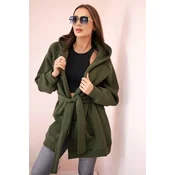 Insulated raincoat with khaki waist tie