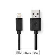 Nedis Lightning kabel | USB 2.0 | Apple Lightning, 8-polni | USB-A moški | 480 Mbps | Ponikljano | 1,00 m | Okrogla | PVC | Črna | Škatla